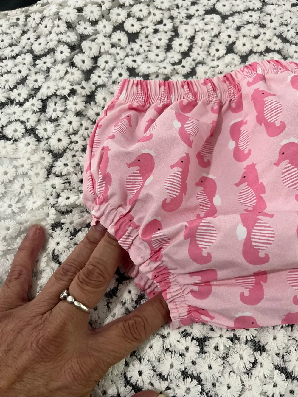 Pottery Barn Seahorse Swim Diaper Cover • Pink • Bloomers